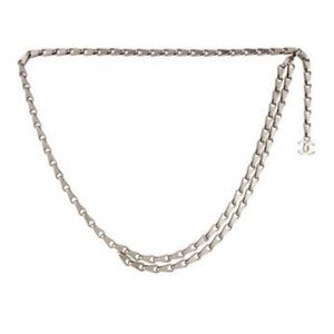 CHANEL Karl Lagerfeld Silver Biker Chain Belt